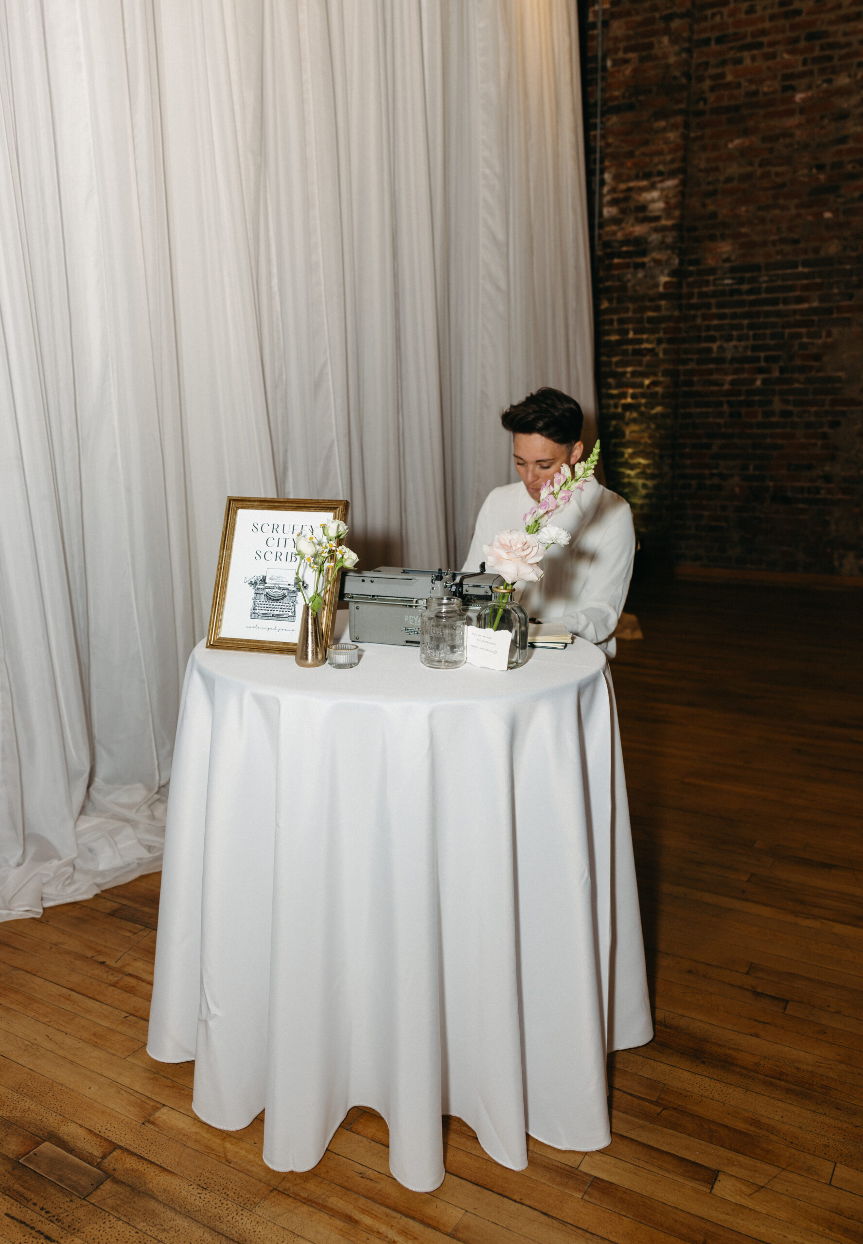 Wedding Photography 
Poet typing on type writer 
poems for guests as party favors 
