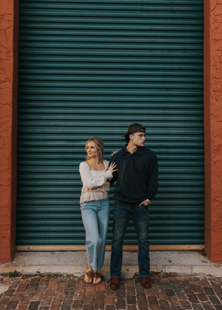 Couple posing for engagement session