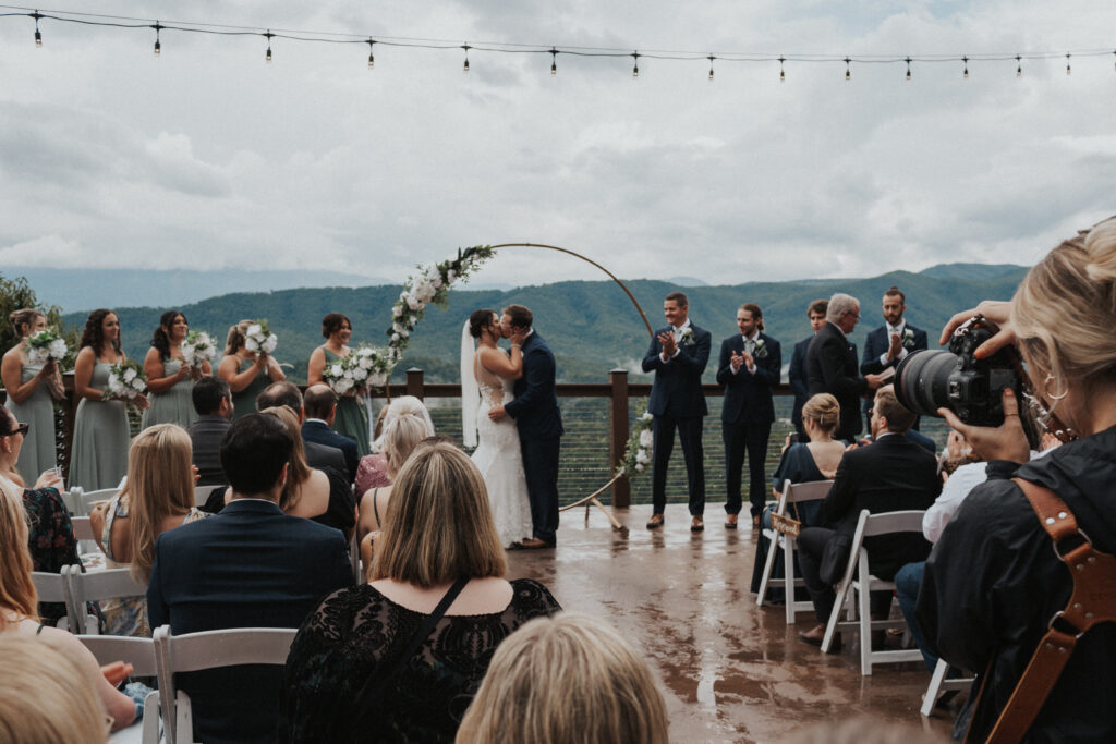 Photographing ceremony in the rain 