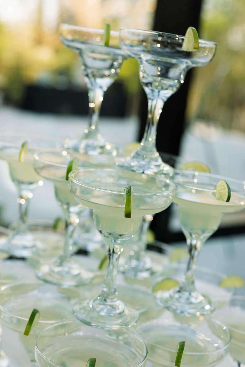 Margarita tower with lime garnishes at outdoor cocktail hour, fun reception detail at a nichols heir wedding