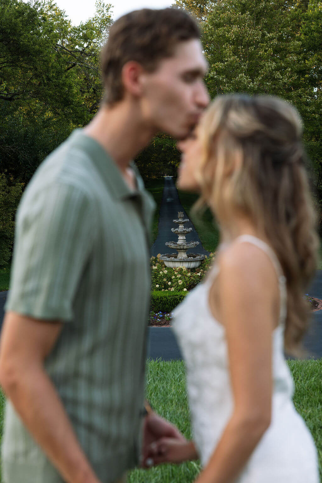 Soft focus engagement portrait at Maple Grove Estate captured by a Knoxville wedding photographer